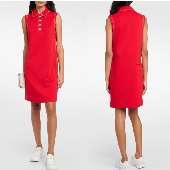 Tory Burch Dresses & Skirts - Tory Burch TECH PIQUÉ PICK STITCH GOLF DRESS Sz S Red Polo
